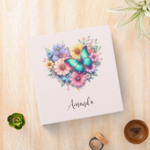  Daisy Flowers with a Beautiful Butterfly 3 Ring Binder