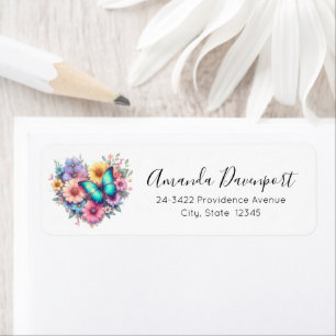 Daisy Flowers with a Beautiful Butterfly Address Label