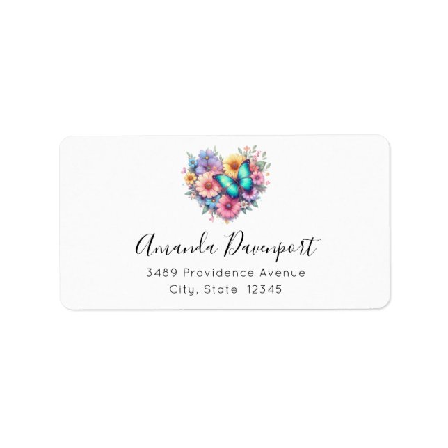  Daisy Flowers with a Beautiful Butterfly Address Label (Front)
