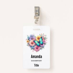 Daisy Flowers with a Beautiful Butterfly Badge