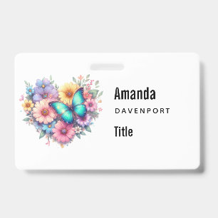 Daisy Flowers with a Beautiful Butterfly Badge