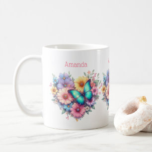 Daisy Flowers with a Beautiful Butterfly Coffee Mug