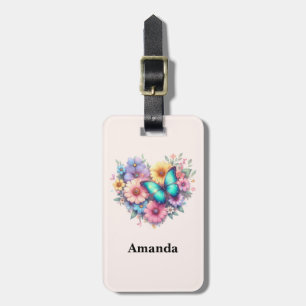 Daisy Flowers with a Beautiful Butterfly Luggage Tag