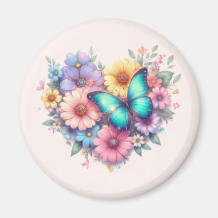 Daisy Flowers with a Beautiful Butterfly Magnet