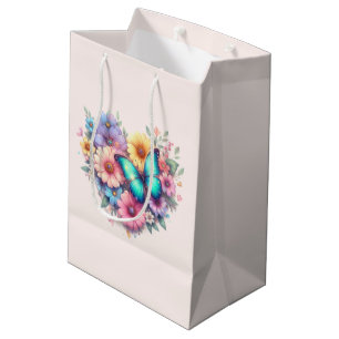 Daisy Flowers with a Beautiful Butterfly Medium Gift Bag