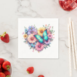 Daisy Flowers with a Beautiful Butterfly Napkins