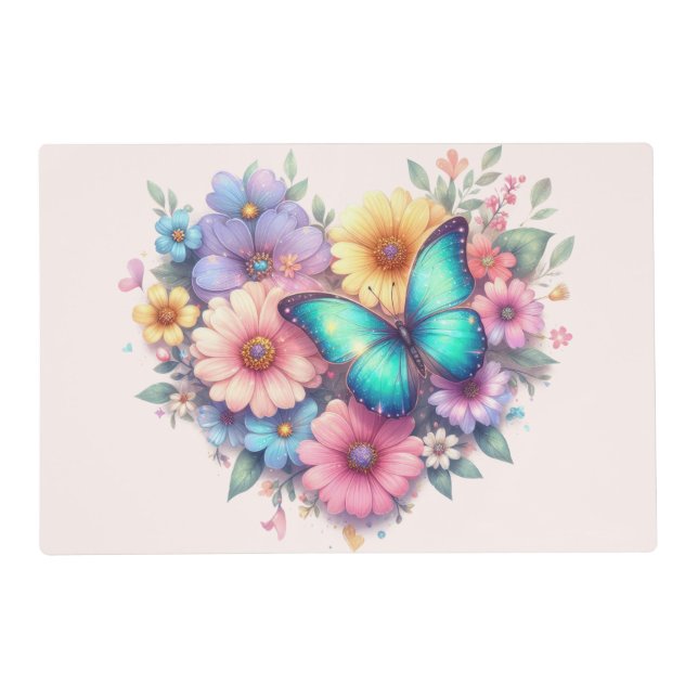 Daisy Flowers with a Beautiful Butterfly Placemat (Front)
