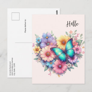 Daisy Flowers with a Beautiful Butterfly Postcard