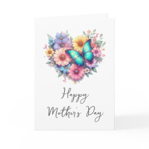 Daisy Flowers with a Blue Butterfly Mother's Day Holiday Card