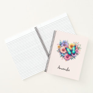 Daisy Flowers with a Blue Butterfly Notebook