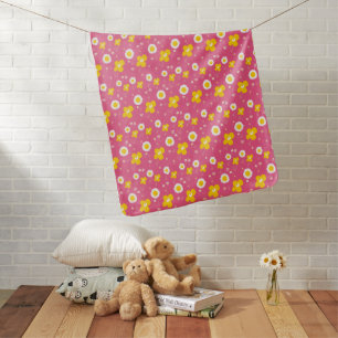 Daisy Flowers Yellow White On Pink Throw Pillow Baby Blanket