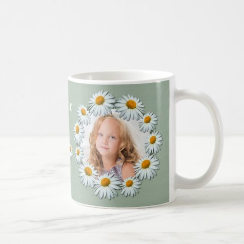 Daisy Frame Add Your Photo  Text Coffee Mug