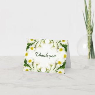 Daisy Frame Pattern Classic Yellow White Thank You Card