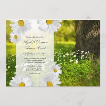 Daisy Frame With Meadow Photo Wedding Invitation by fireflidesigns at Zazzle