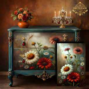 Daisy Garden At Dusk Decoupage Tissue Paper