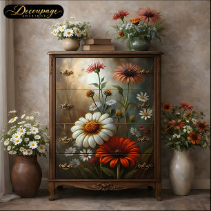 Daisy Garden At Dusk Decoupage Tissue Paper