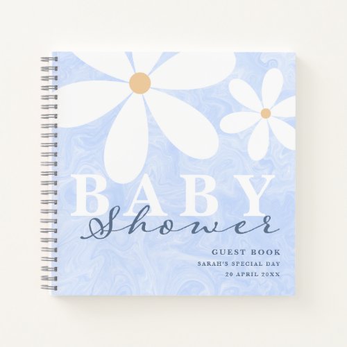 Daisy Garden Baby Shower Dusty Blue Guest Book