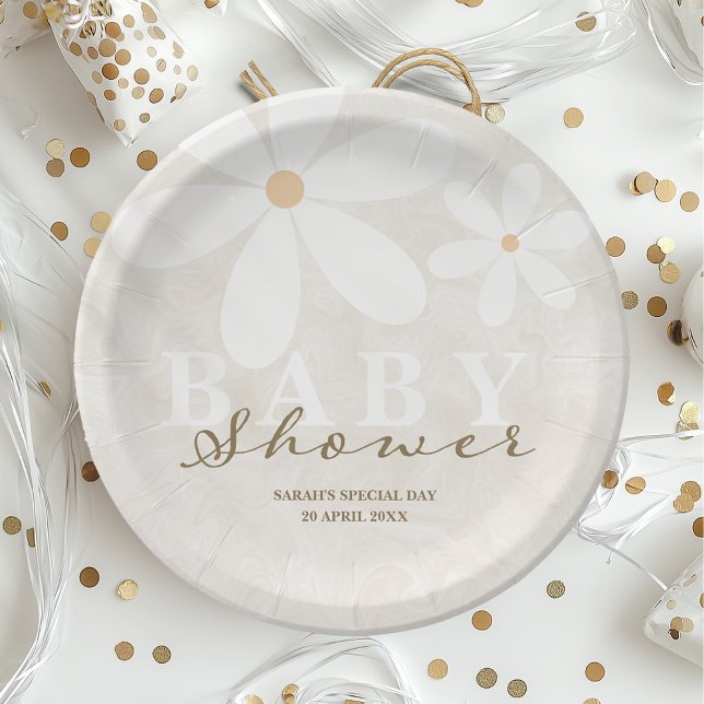 Daisy Garden Baby Shower Gender Neutral Paper Plates (Creator Uploaded)
