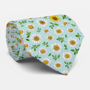 Daisy Garden Floral Pattern Neck Tie