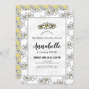 Daisy Garden Party White Birthday Invitation