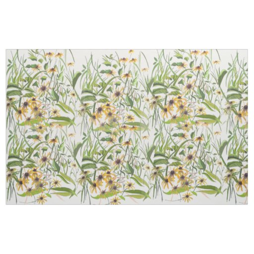 Daisy Garden Yellow and Green Fabric