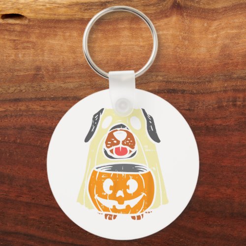 Daisy Ghost Cat Groovy Halloween Spooky Vintage Fl Keychain