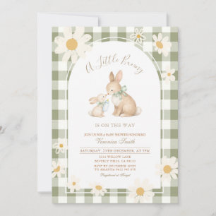 Daisy gingham Bunny Baby Shower Invitation