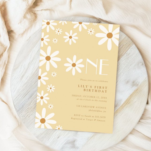 Daisy Girl 1st Birthday Flower Theme Invitation (Creator Uploaded)