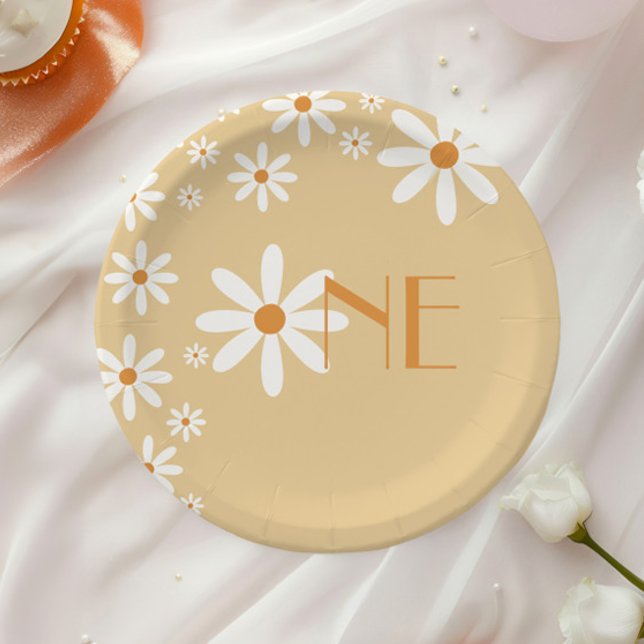 Daisy Girl 1st Birthday Flower Theme Paper Plates (Creator Uploaded)