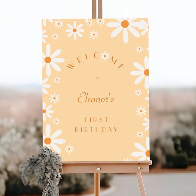 Daisy Girl 1st Birthday Flower Theme Welcome Foam Board (Creator Uploaded)