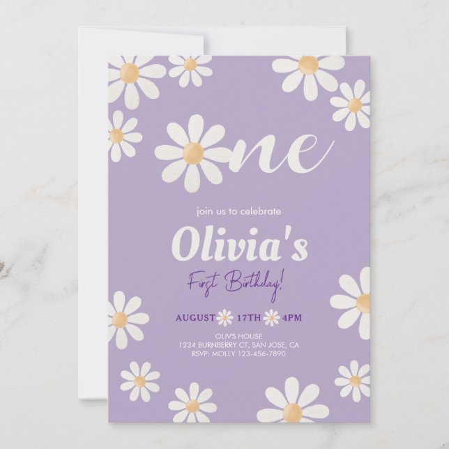  Daisy Girl birthday Invitation (Front)