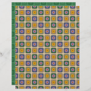 Daisy Granny Squares Scrapbook Paper
