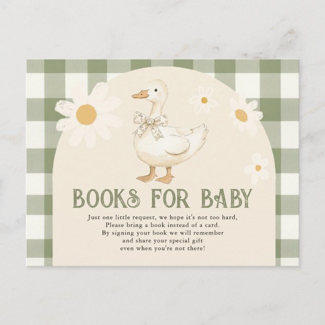 Daisy Green Goose Baby Shower Books for baby Postcard (Front)