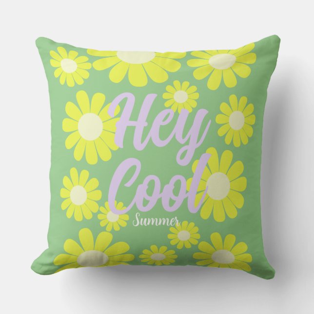 Daisy Green Throw Pillow (Front)
