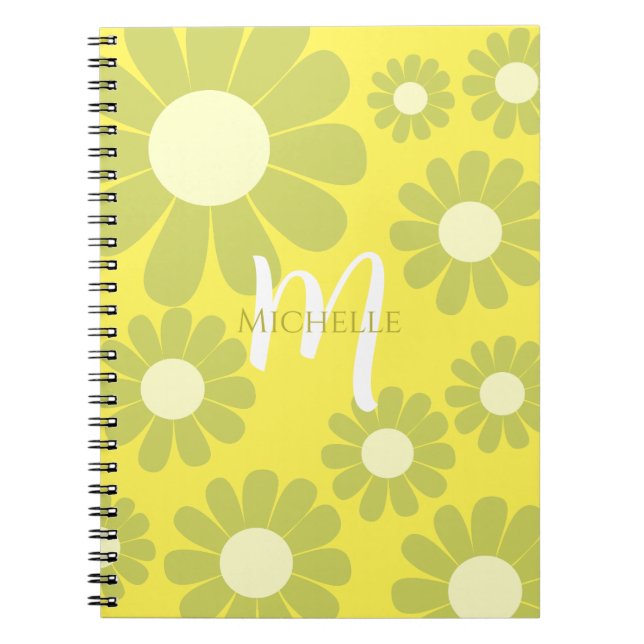 Daisy Green Yellow Monogram Notebook (Front)