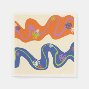 Daisy Groove Blue, Orange, Purple, Green, & Cream Napkins