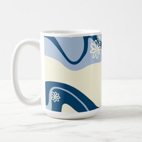 Daisy Groove _ Dark Blue Light Blue and Cream Coffee Mug