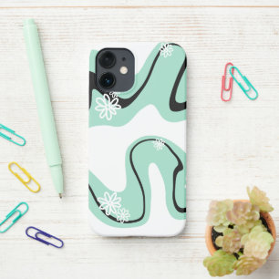 Daisy Groove in Mint Green, Black and White iPhone 12 Mini Case