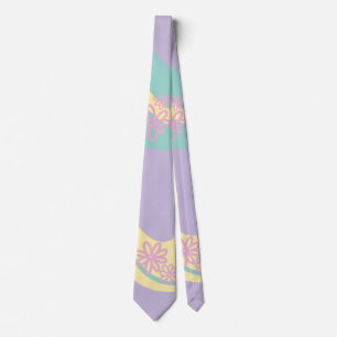 Daisy Groove Pastel Pink, Yellow, Purple & Green Neck Tie