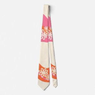 Daisy Groove - Pink, Orange and Cream  Neck Tie