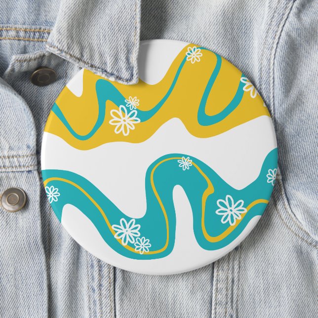 Daisy Groove - Turquoise and Yellow Button (In Situ)