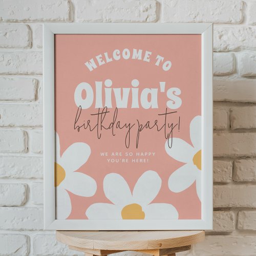 Daisy Groovy Girl Birthday Party Welcome Sign