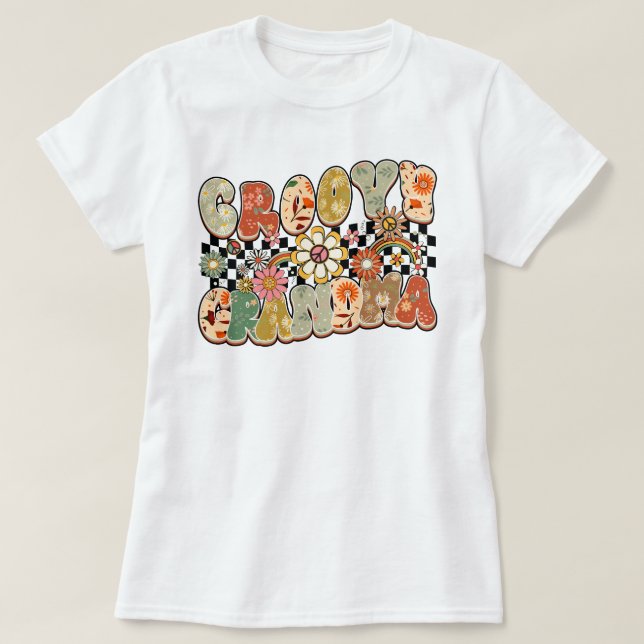 Daisy Groovy Grandma, Grandma Gift T-Shirt (Design Front)