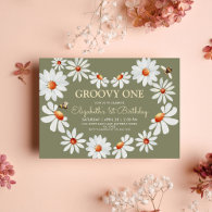 Daisy Groovy One 1st Birthday  Invitation