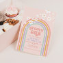 Daisy Groovy One Pastel rainbow first birthday Invitation