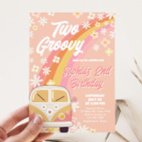 Daisy Groovy Two Birthday Party Invitation