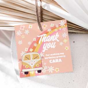 Daisy Groovy Two Birthday Party Square Favor Tags