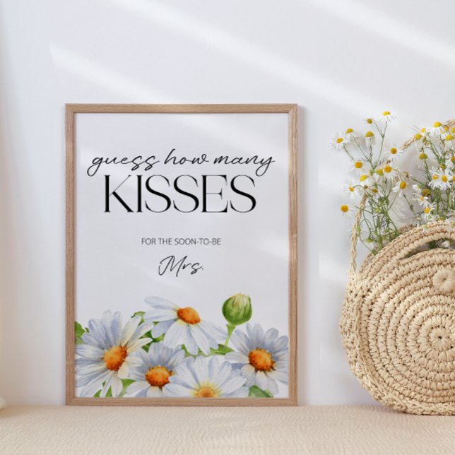 Daisy guess how many kisses bridal game poster (Creator Uploaded)