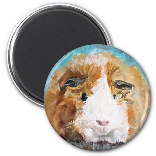 Daisy guinea pig oil painting magnet