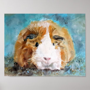 Daisy guinea pig oil painting poster